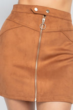 Load image into Gallery viewer, Suede Zip Front Mini Skirt