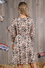 Load image into Gallery viewer, Balloon Sleeve Wrap Dress with Waist Tie