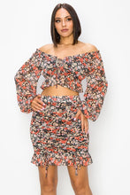 Load image into Gallery viewer, Floral Chiffon Peasant Crop Top