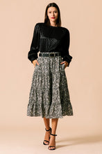 Load image into Gallery viewer, Ditsy Print Tiered Midi Dress with Belt