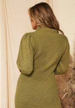 Load image into Gallery viewer, Olive High Neck Sweater Mini Dress
