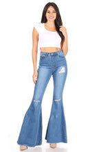 Load image into Gallery viewer, High-Waisted Distressed Denim Bell Bottom Jeans