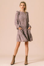 Load image into Gallery viewer, Tiered Long Sleeve Printed Dress