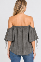 Load image into Gallery viewer, Open-Shoulder Washed Crinkled Gauze Top
