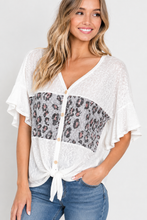 Load image into Gallery viewer, V-Neck Color Block Ruffle Sleeve Top
