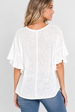 Load image into Gallery viewer, V-Neck Color Block Ruffle Sleeve Top
