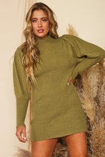 Load image into Gallery viewer, Olive High Neck Sweater Mini Dress
