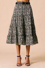 Load image into Gallery viewer, Ditsy Print Tiered Midi Dress with Belt
