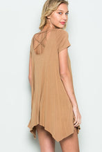 Load image into Gallery viewer, Taupe Asymmetric Short Sleeve Blouse
