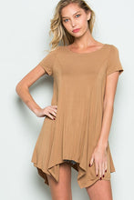Load image into Gallery viewer, Taupe Asymmetric Short Sleeve Blouse
